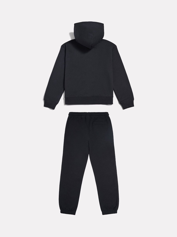New Balance Black Small Logo Brushback Zip Through & Joggers Set - Image 2 of 3 New Balance Black Small Logo Brushback Zip Through & Joggers Set - Image 2 of 3