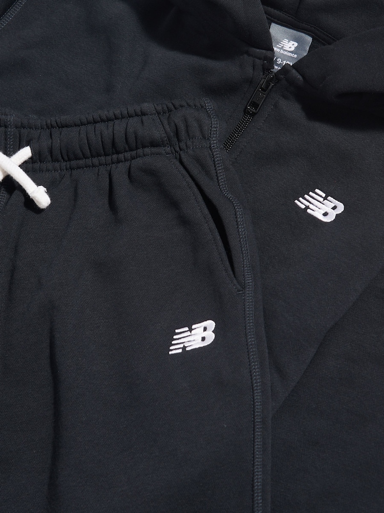 New Balance Black Small Logo Brushback Zip Through & Joggers Set - Image 3 of 3 New Balance Black Small Logo Brushback Zip Through & Joggers Set - Image 3 of 3