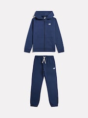 New Balance Blue Small Logo Brushback Zip Through & Joggers Set - Image 1 of 2