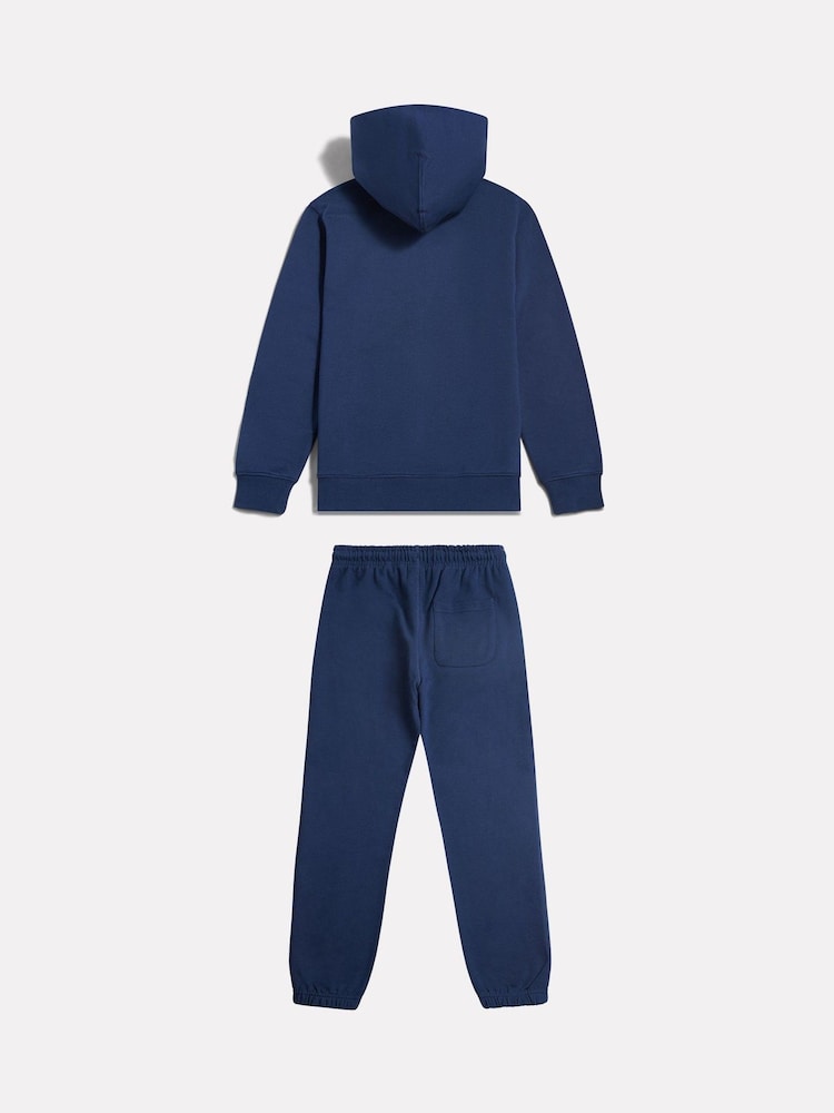 New Balance Blue Small Logo Brushback Zip Through & Joggers Set - Image 2 of 2 New Balance Blue Small Logo Brushback Zip Through & Joggers Set - Image 2 of 2