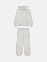 New Balance Grey Small Logo Brushback Zip Through & Joggers Set - Image 1 of 2