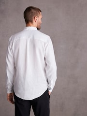 White Signature 100% Linen Long Sleeve Oxford Shirt - Image 3 of 9