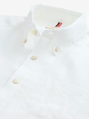White Signature 100% Linen Long Sleeve Oxford Shirt - Image 8 of 9