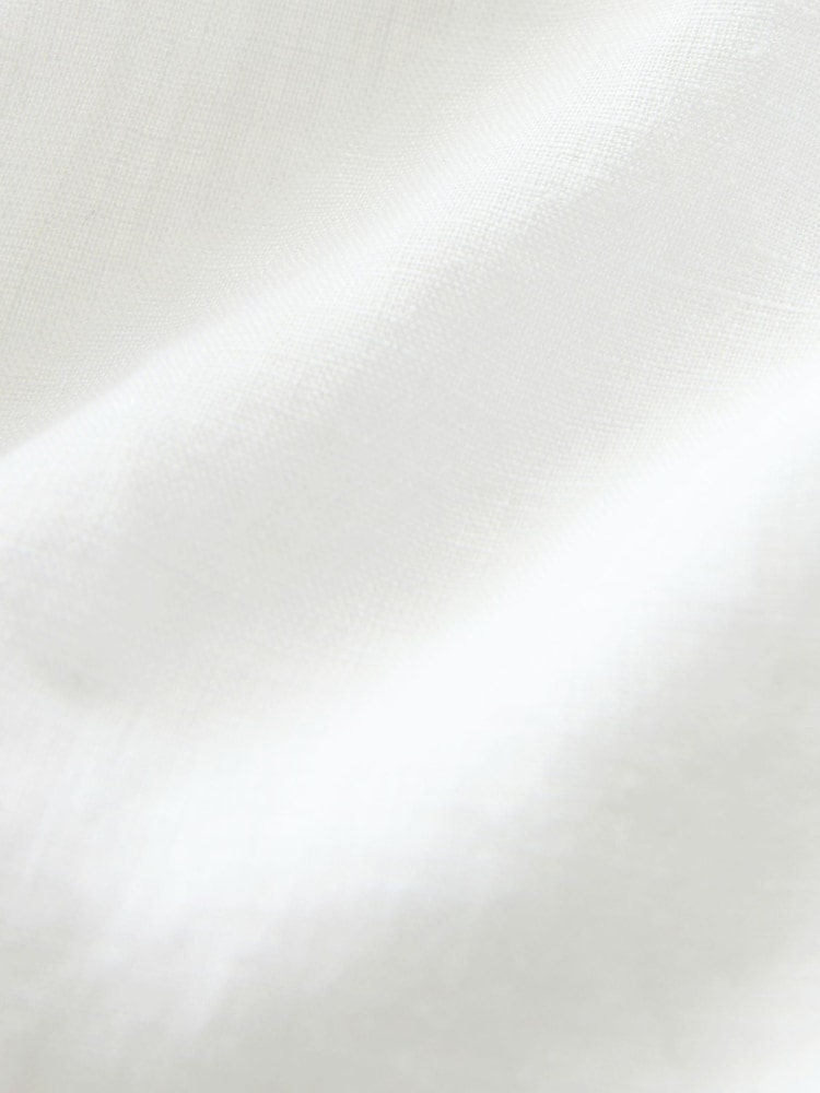 White Signature 100% Linen Long Sleeve Oxford Shirt - Image 9 of 9