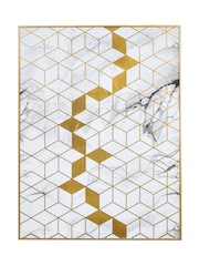 Pacific White Marble Canvas with Gold Geometric Detail - Image 3 of 8