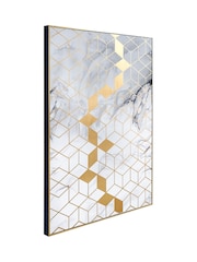 Pacific White Marble Canvas with Gold Geometric Detail - Image 4 of 8