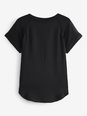 Black Woven Mix Short Sleeve Raglan T-Shirt - Image 6 of 6