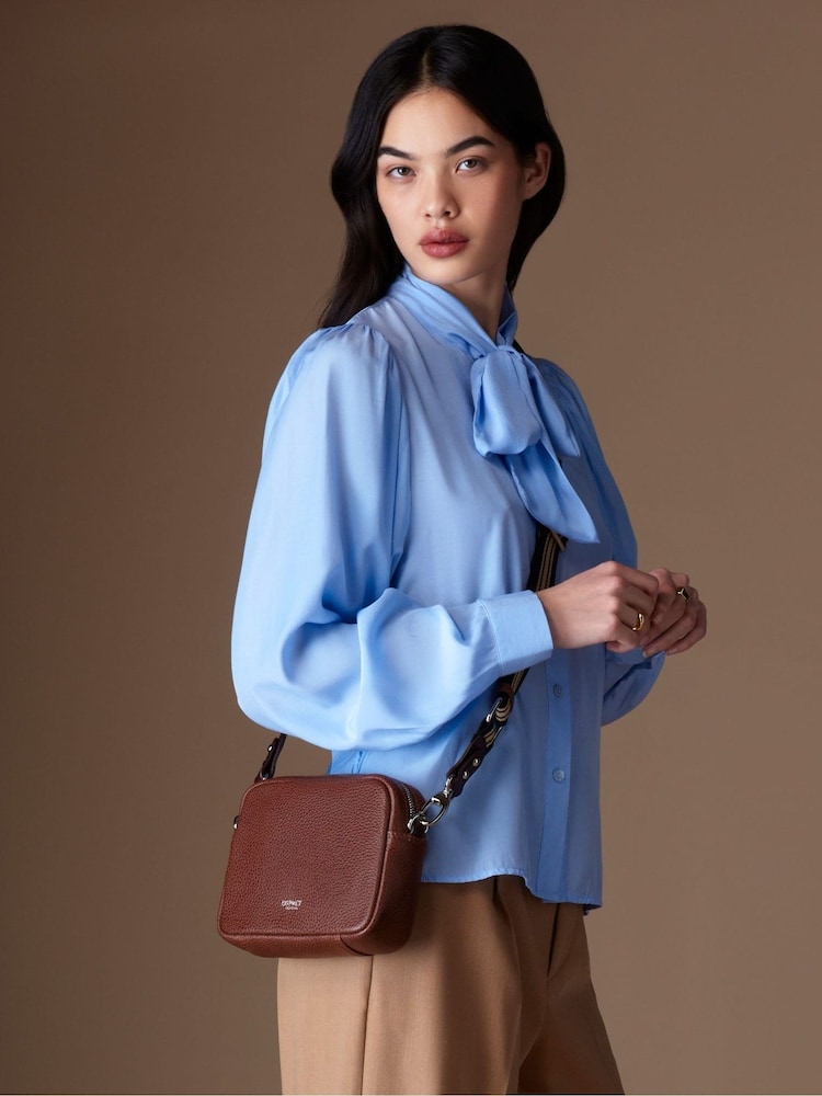 OSPREY LONDON Chiswick Chocolate Grainy Hide Leather Crossbody Bag - Image 1 of 5