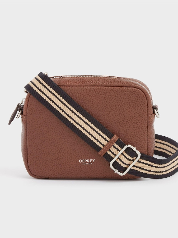 OSPREY LONDON Chiswick Chocolate Grainy Hide Leather Crossbody Bag - Image 2 of 5