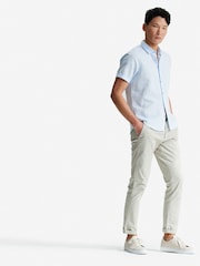 Oliver Sweeney Blue Eakring Blue Cotton/Linen Short Sleeved Shirt - Image 4 of 5