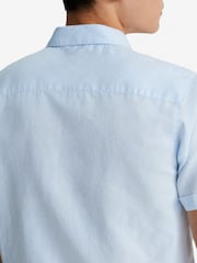 Oliver Sweeney Blue Eakring Blue Cotton/Linen Short Sleeved Shirt - Image 5 of 5