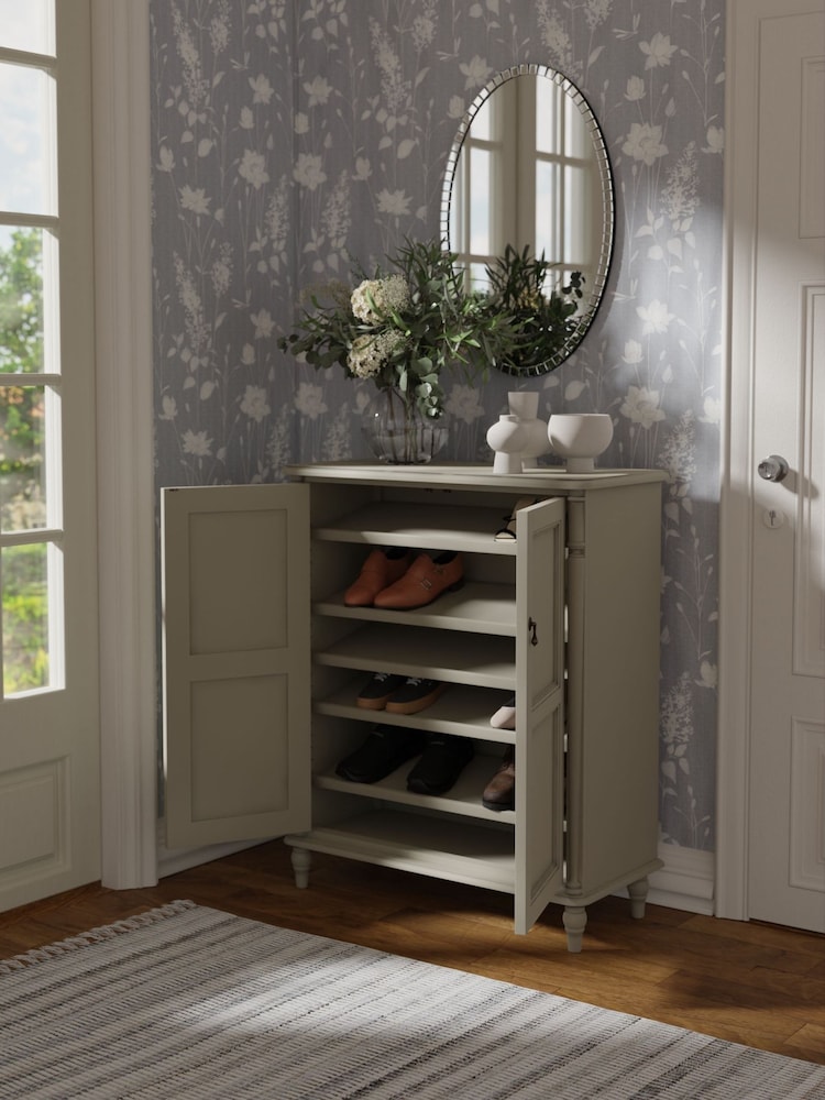 Laura Ashley Dove Grey Clifton Two-Door Shoe Storage Unit - Image 2 of 6