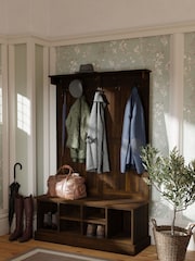Laura Ashley Dark Chestnut Laura Ashley Garrat Tall Storage Bench With Coat Rack - Image 1 of 5