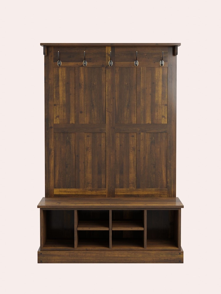 Laura Ashley Dark Chestnut Laura Ashley Garrat Tall Storage Bench With Coat Rack - Image 2 of 5
