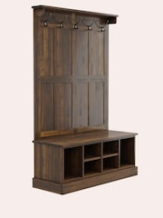 Laura Ashley Dark Chestnut Laura Ashley Garrat Tall Storage Bench With Coat Rack - Image 3 of 5