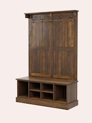 Laura Ashley Dark Chestnut Laura Ashley Garrat Tall Storage Bench With Coat Rack - Image 4 of 5