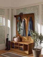 Laura Ashley Honey Laura Ashley Garrat Tall Storage Bench With Coat Rack - Image 1 of 5