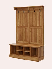 Laura Ashley Honey Laura Ashley Garrat Tall Storage Bench With Coat Rack - Image 3 of 5