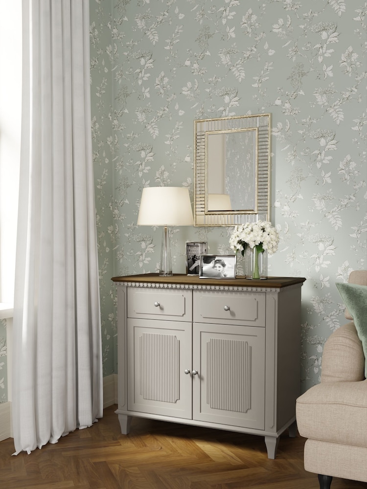 Laura Ashley Pale French Grey Hanover 2 Door 2 Drawer Narrow Sideboard - Image 1 of 5
