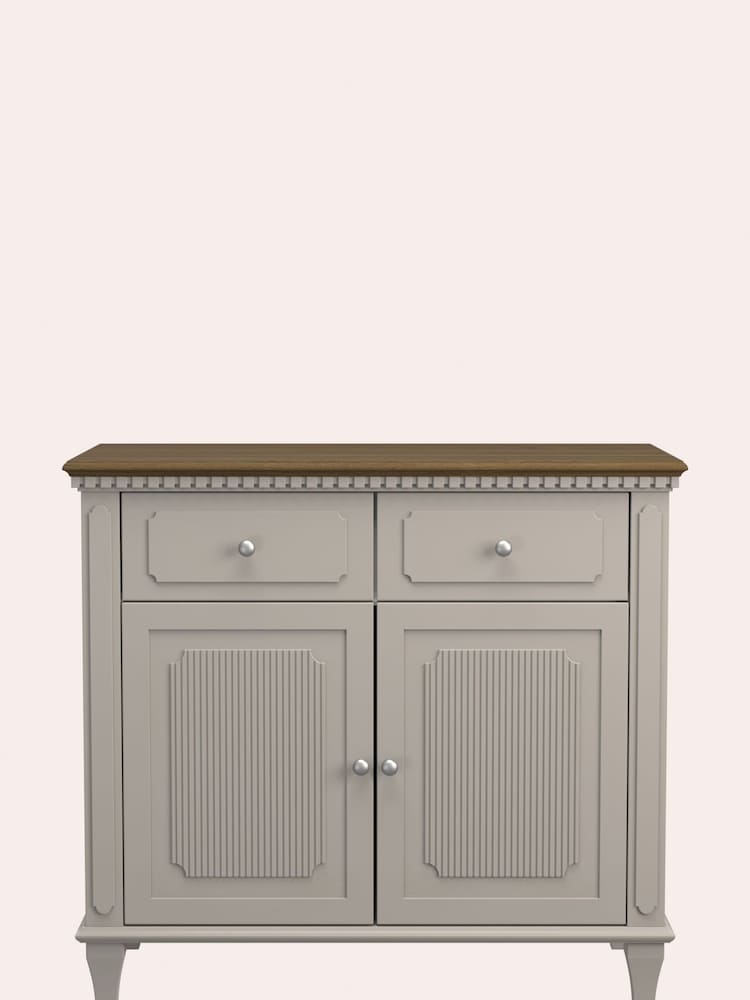 Laura Ashley Pale French Grey Hanover 2 Door 2 Drawer Narrow Sideboard - Image 2 of 5