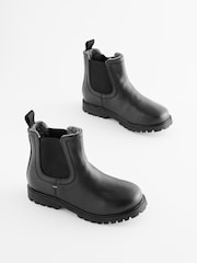 Schwarz - Thinsulate™ Warmgefütterte Chelsea-Stiefel aus Leder - Bild 1 von 10
