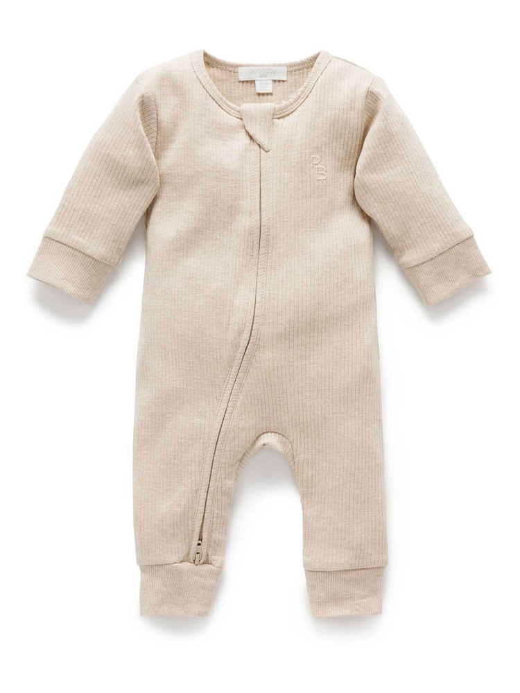 Natur - Purebaby Gerippter, fußloser Schlafanzug mit Reißverschluss - Bild 1 von 4 Natur - Purebaby Gerippter, fußloser Schlafanzug mit Reißverschluss - Bild 1 von 4