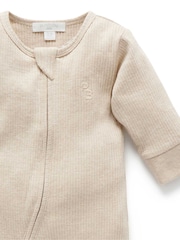 Purebaby Natural Rib Zip Footless Sleepsuit - Image 3 of 4
