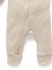 Purebaby Natural Rib Zip Footless Sleepsuit - Image 4 of 4