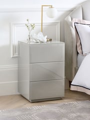 Dark Natural Sloane Glass Collection Luxe 3 Drawer Bedside Table - Image 1 of 8