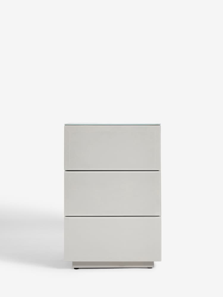 Dark Natural Sloane Glass Collection Luxe 3 Drawer Bedside Table - Image 2 of 8