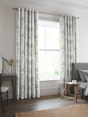 Laura Ashley Steel 100% Cotton Tuileries Made To Measure Curtains - Image 1 of 9