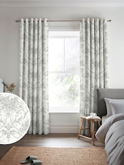 Laura Ashley Steel 100% Cotton Tuileries Made To Measure Curtains - Image 2 of 9