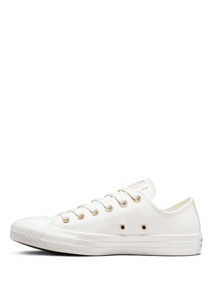 Converse White Leather Low Top Trainers - Image 2 of 7