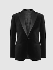 Reiss Black Ace Velvet Regular Fit Blazer - Image 2 of 5