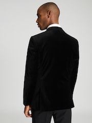 Reiss Black Ace Velvet Regular Fit Blazer - Image 5 of 5