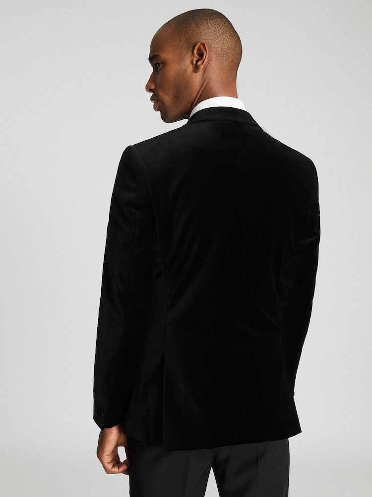 Reiss Black Ace Velvet Regular Fit Blazer - Image 5 of 5