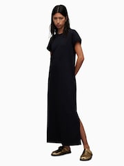 AllSaints Black 100% Cotton Anna Midi Dress - Image 3 of 7