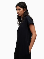 AllSaints Black 100% Cotton Anna Midi Dress - Image 4 of 7