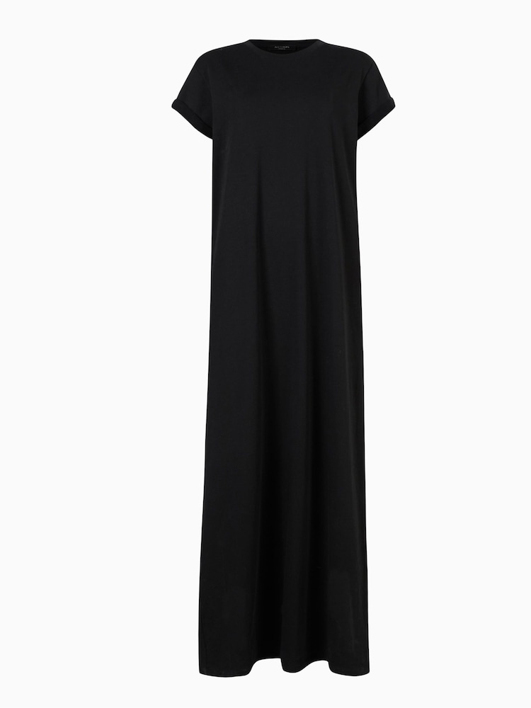 AllSaints Black 100% Cotton Anna Midi Dress - Image 7 of 7