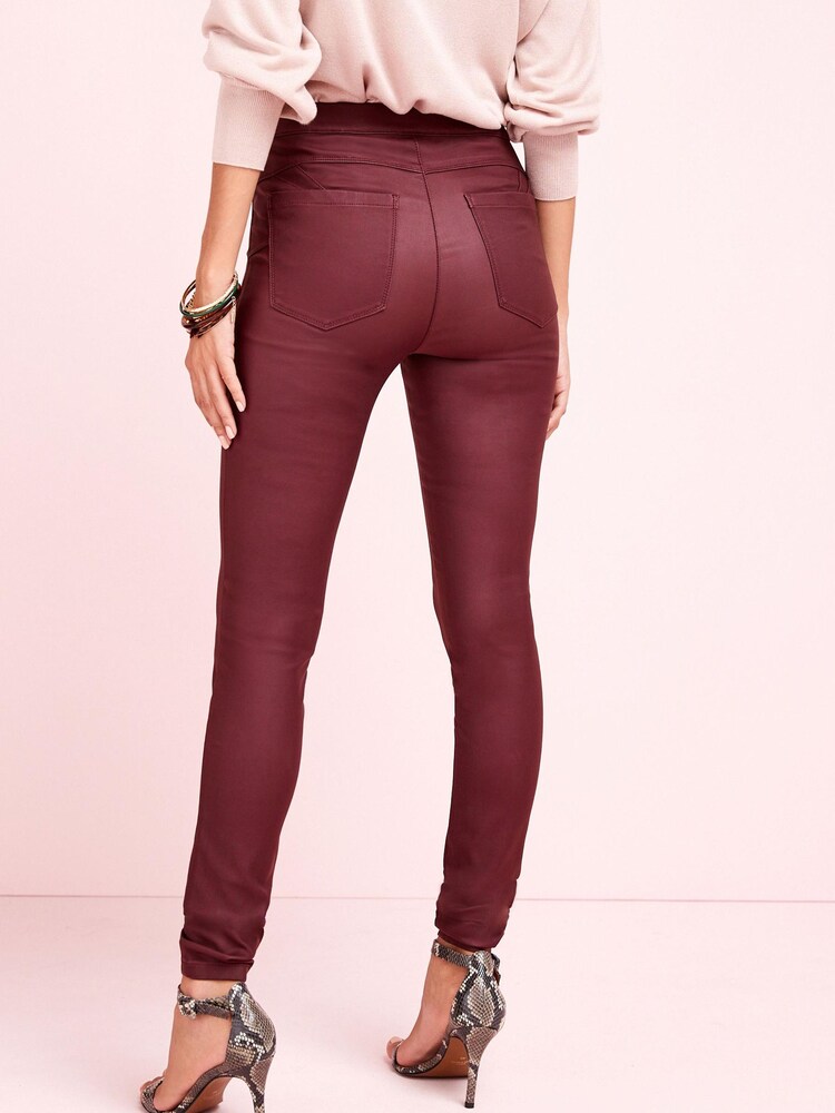 Berry Red Sculpt Pull-On Coated Leggings - Image 3 of 4