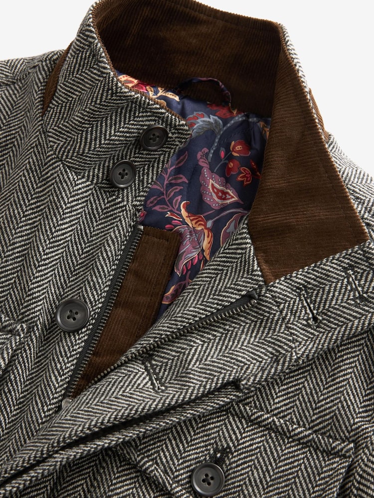 Light Grey Four Pocket Funnel Neck Coat - Image 10 of 10