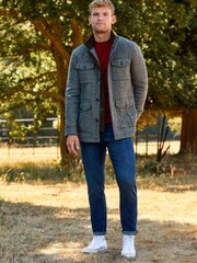 Light Grey Four Pocket Funnel Neck Coat - Image 2 of 10