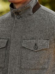Light Grey Four Pocket Funnel Neck Coat - Image 4 of 10
