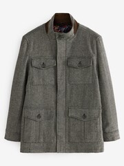 Light Grey Four Pocket Funnel Neck Coat - Image 7 of 10