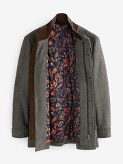 Light Grey Four Pocket Funnel Neck Coat - Image 8 of 10
