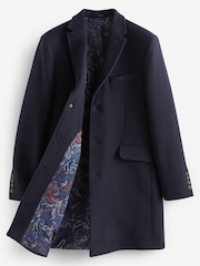 Navy Blue Signature Epsom Coat With Cashmere - Image 11 of 14