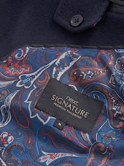 Navy Blue Signature Epsom Coat With Cashmere - Image 14 of 14