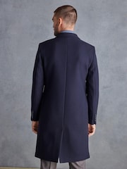 Navy Blue Signature Epsom Coat With Cashmere - Image 3 of 14