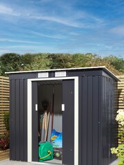 Rowlinson Grey Garden Trentvale 6x4 Metal Pent Shed - Image 1 of 6