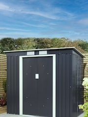 Rowlinson Grey Garden Trentvale 6x4 Metal Pent Shed - Image 3 of 6